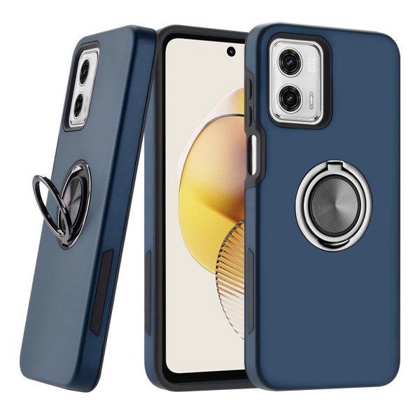 Wholesale Dual Layer Armor Hybrid Stand Ring Case for Motorola Moto G 5G 2023 (Navy Blue)