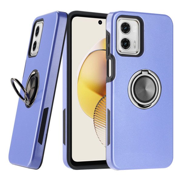 Wholesale Dual Layer Armor Hybrid Stand Ring Case for Motorola Moto G 5G 2023 (Purple)