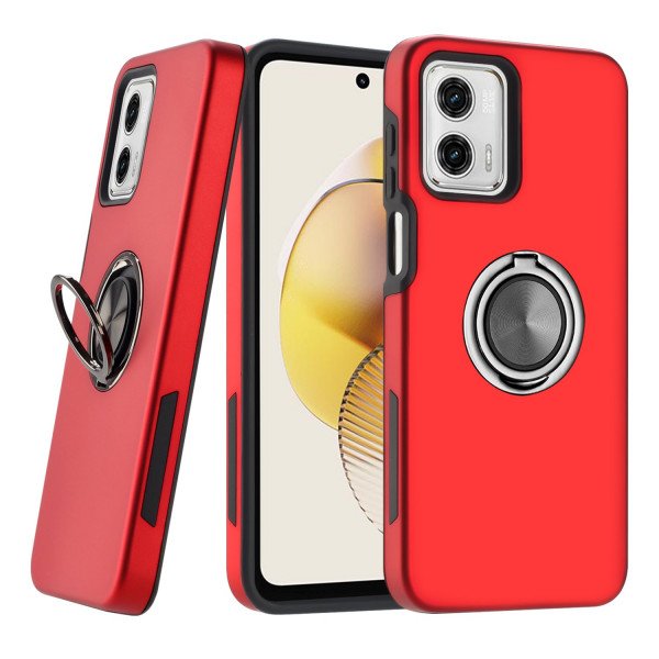 Wholesale Dual Layer Armor Hybrid Stand Ring Case for Motorola Moto G 5G 2023 (Red)