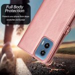 Wholesale Premium PU Leather Folio Wallet Front Cover Case with Card Holder Slots and Wrist Strap for Motorola Moto G 5G 2024 (Purple)