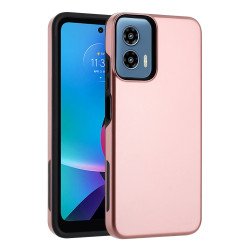 Glossy Dual Layer Armor Defender Hybrid Protective Case Cover for Motorola Moto G 5G 2024 (Rose Gold)