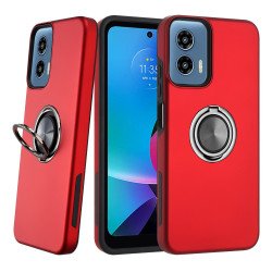 Dual Layer Armor Hybrid Stand Ring Case for Motorola Moto G 5G 2024 (Red)