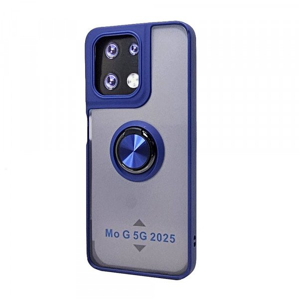 Wholesale Tuff Slim Armor Hybrid Ring Stand Case for Motorola Moto G 5G 2025 (Navy Blue)