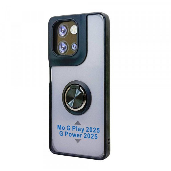 Wholesale Tuff Slim Armor Hybrid Ring Stand Case for Motorola Moto G Play / G Power 2025 (Black)