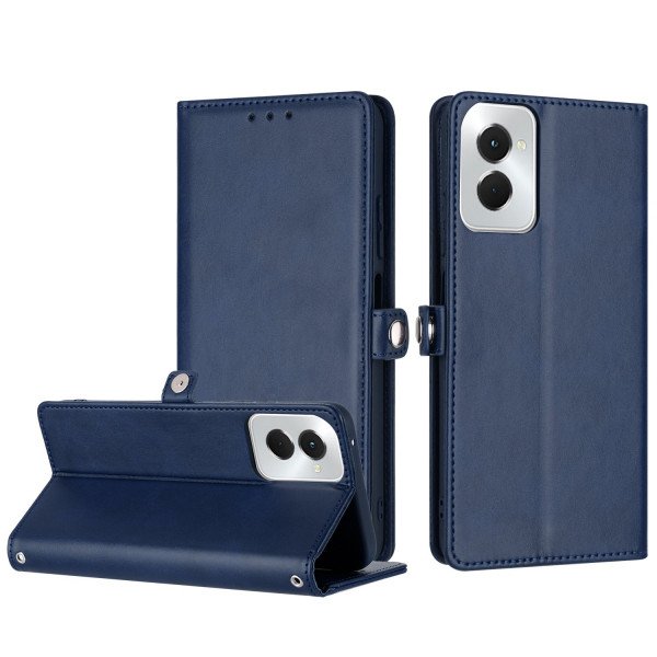 Wholesale Premium PU Leather Folio Wallet Front Cover Case with Card Holder Slots and Wrist Strap for Motorola Moto G Power 5G 2024 (Navy Blue)