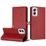 Wholesale Premium PU Leather Folio Wallet Front Cover Case with Card Holder Slots and Wrist Strap for Motorola Moto G Power 5G 2024 (Red)