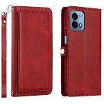 Wholesale Premium PU Leather Folio Wallet Front Cover Case with Card Holder Slots and Wrist Strap for Motorola Moto G Stylus 5G 2023 (Red)