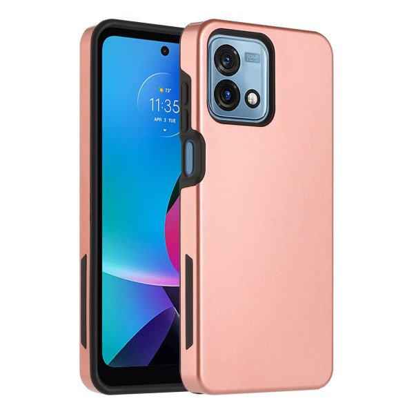 Wholesale Glossy Dual Layer Armor Defender Hybrid Protective Case Cover for Motorola Moto G Stylus 5G 2023 (Rose Gold)