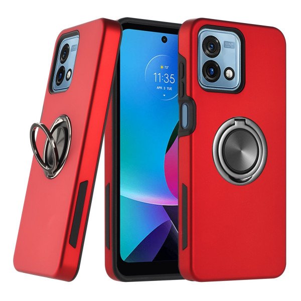 Wholesale Dual Layer Armor Hybrid Stand Ring Case for Motorola Moto G Stylus 5G 2023 (Red)