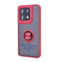 Tuff Slim Armor Hybrid Ring Stand Case for Motorola Moto G Stylus 5G 2025 (Red)