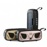 Wholesale Owl Outdoor Compact Wireless FM Radio Bluetooth Speaker Flashlight, Solar Power NB306 for Universal Cell Phone And Bluetooth Device (Rose Gold)