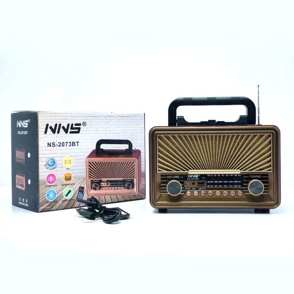 Wholesale Large Classic Retro Fancy Design AM FM Radio Bluetooth Boombox Speaker Portable with Handle and Remote NS2073BT for Universal Cell Phone And Bluetooth Device (Gold)