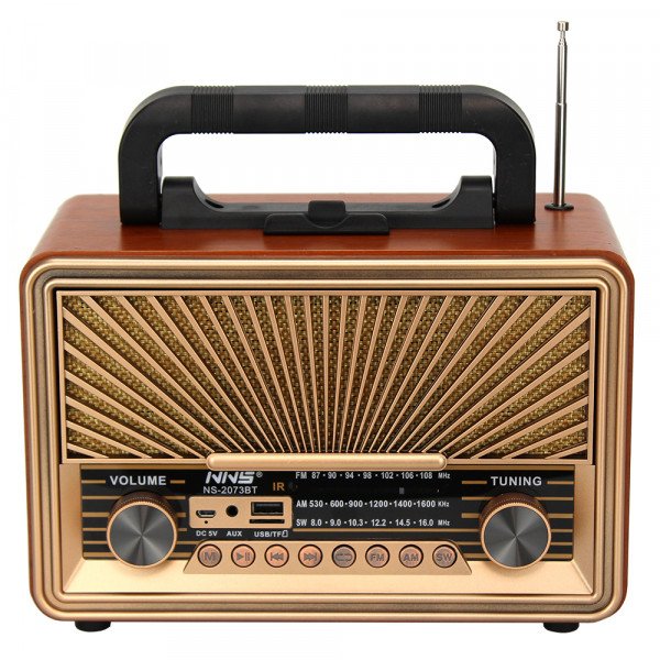 Wholesale Large Classic Retro Fancy Design AM FM Radio Bluetooth Boombox Speaker Portable with Handle and Remote NS2073BT for Universal Cell Phone And Bluetooth Device (Red)