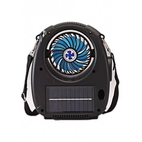 Wholesale Outdoor Cooling Fan FM Radio Portable Bluetooth Speaker With Flashlight Solar Panel Charge Carrying Strap NS-8059SF for Universal Cell Phone And Bluetooth Device (Blue)