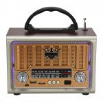 Vintage 5W AM/FM Radio: Wooden Case, Old-Style Desktop, Stereo Sound Wooden Speaker NS-8891BT for Universal Cell Phone And Bluetooth Device (White)