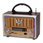 Wholesale Vintage 5W AM/FM Radio: Wooden Case, Old-Style Desktop, Stereo Sound Wooden Speaker NS-8891BT for Universal Cell Phone And Bluetooth Device (Gold)