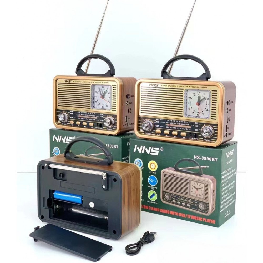 Wholesale Desktop Radio: FM/AM/SW 3-Band, Clock, USB & TF Integration  NS-8898BT for