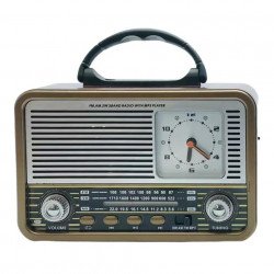 Desktop Radio: FM/AM/SW 3-Band, Clock, USB & TF Integration NS-8898BT for Universal Cell Phone And Bluetooth Device (Beige)
