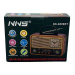 Wholesale Desktop Radio: FM/AM/SW 3-Band, Clock, USB & TF Integration NS-8898BT for Universal Cell Phone And Bluetooth Device (Brown)