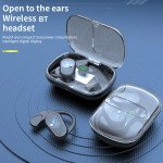 Wholesale Open-Ear Hook Design Bluetooth Headset - Transparent, Modern Sleek Look with Intelligent Display OWS80 for Universal Cell Phone And Bluetooth Device (White)