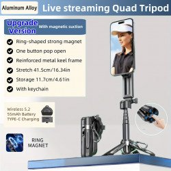 3-in-1 Magnetic Selfie Stick Tripod with Wireless Remote - Portable Phone Grip Stand for Photography P15 for Universal Cell Phones (Black) 3-in-1 Magnetic Selfie Stick Tripod with Wireless Remote - Portable Phone Grip Stand for Photography P15 for Universal Cell Phones (Black)