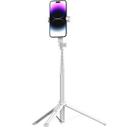 Bluetooth Selfie Stick Tripod 1.54m Extendable Stable Aluminum Rod  with Magnetic Grip & Wireless Remote (White) Bluetooth Selfie Stick Tripod 1.54m Extendable Stable Aluminum Rod  with Magnetic Grip & Wireless Remote (White)