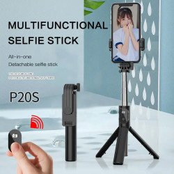 Premium Cellphone Selfie Stick Tripod with Adjustable Angles and Wireless Remote P20S for Universal Cell Phones (Black)