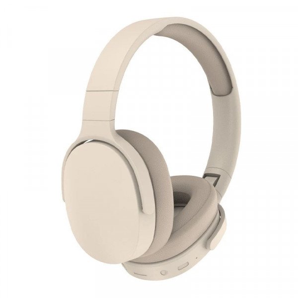 Wholesale Fashion Style Bluetooth Wireless Foldable Headphone Headset with Soft Cushion Earcup, Built in Mic, and FM Radio P2961 for Universal Cell Phone And Bluetooth Device (Beige)