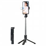 LED Light Selfie Stick Tripod, Extendable Selfie Stick with Detachable Wireless Remote and Tripod Stand Selfie Stick for Universal Phone for Universal Cell Phone And Bluetooth Device (Black)
