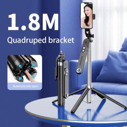 Professional Heavy Duty Selfie Stick with Quadpod Stand - 1.8M Extendable Tripod with Wireless Remote and 360° Swivel Head P510 for Universal Cell Phones (Black) Professional Heavy Duty Selfie Stick with Quadpod Stand - 1.8M Extendable Tripod with Wireless Remote and 360° Swivel Head P510 for Universal Cell Phones (Black)