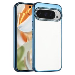 Clear Electroplated Edge TPU Shockproof Phone Case with Bumper Protection for Google Pixel 10 Pro XL (Blue)