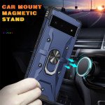 Wholesale Shockproof Tech Armor Ring Stand Rugged Case with Metal Plate for Google Pixel 7 (Blue)