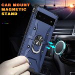 Wholesale Shockproof Tech Armor Ring Stand Rugged Case with Metal Plate for Google Pixel 7 Pro (Blue)