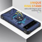 Wholesale Shockproof Tech Armor Ring Stand Rugged Case with Metal Plate for Google Pixel 7 (Black)