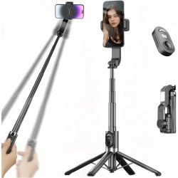 Professional Selfie Stick Tripod with LED Fill Light - 360° Rotation Stabilizer Stand with Wireless Remote Q31 for Universal Cell Phones (Black) Professional Selfie Stick Tripod with LED Fill Light - 360° Rotation Stabilizer Stand with Wireless Remote Q31 for Universal Cell Phones (Black)