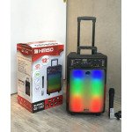 Wholesale Large Trolly LED Light Wireless Portable Bluetooth Speaker with Karaoke Microphone and Remote QS-1342 for Universal Cell Phone And Bluetooth Device (Black)