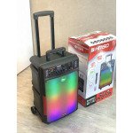 Wholesale Large Trolly LED Light Wireless Portable Bluetooth Speaker with Karaoke Microphone and Remote QS-1342 for Universal Cell Phone And Bluetooth Device (Black)