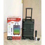 Wholesale Large Trolly LED Light Wireless Portable Bluetooth Speaker with Karaoke Microphone and Remote QS-1342 for Universal Cell Phone And Bluetooth Device (Black)