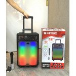 Wholesale Large Trolly LED Light Wireless Portable Bluetooth Speaker with Karaoke Microphone and Remote QS-1342 for Universal Cell Phone And Bluetooth Device (Black)