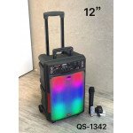 Wholesale Large Trolly LED Light Wireless Portable Bluetooth Speaker with Karaoke Microphone and Remote QS-1342 for Universal Cell Phone And Bluetooth Device (Black)