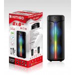 Large LED Light Tower Wireless Portable Bluetooth Speaker with Karaoke Microphone and Remote QS-227 for Universal Cell Phone And Bluetooth Device (Black)