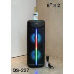 Wholesale Large LED Light Tower Wireless Portable Bluetooth Speaker with Karaoke Microphone and Remote QS-227 for Universal Cell Phone And Bluetooth Device (Black)