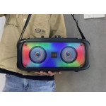 Wholesale Cool RGB LED Light DJ Karaoke Indoor Outdoor Portable Bluetooth Wireless Speaker with Microphone QS403 for Universal Cell Phone And Bluetooth Device (Black)