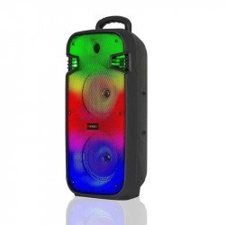RGB LED Light with Handheld Karaoke Indoor Outdoor Portable Bluetooth Wireless Speaker with Microphone QS4227 for Universal Cell Phone And Bluetooth Device (Black)