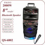 Wholesale Outdoor DJ Speaker System: Portable with Carry Handle, LED Light, Bluetooth & Mic QS-6802 for Universal Cell Phone And Bluetooth Device (Black)