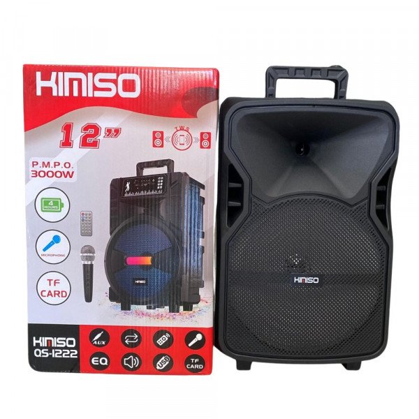 Wholesale Large Portable RGB LED Bluetooth Speaker with Carry Handle and Remote Control for Outdoor Entertainment QS1222 for Universal Cell Phone And Bluetooth Device (Black)