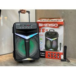 XLarge Trolley RGB LED Lights Wireless Portable Bluetooth Speaker for iPhone, Cell Phone, Universal Devices QS1520 (Black)