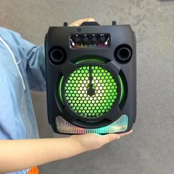 Cool RGB Light Show Portable Bluetooth Speaker QS615 for Phone, Device, Music, USB (Black)