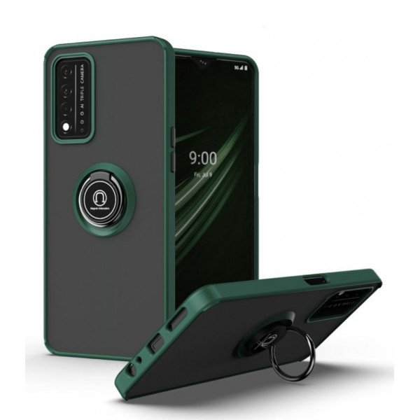 Wholesale Tuff Slim Armor Hybrid Ring Stand Case for T-Mobile Revvl V+ 5G (Dark Green)