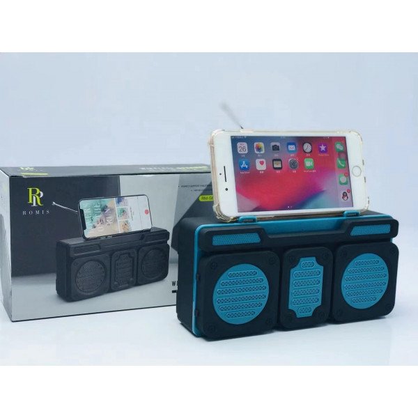 Wholesale Boombox FM Radio Bluetooth Speaker Portable With Handle RMS612 for Universal Cell Phone And Bluetooth Device (Blue)